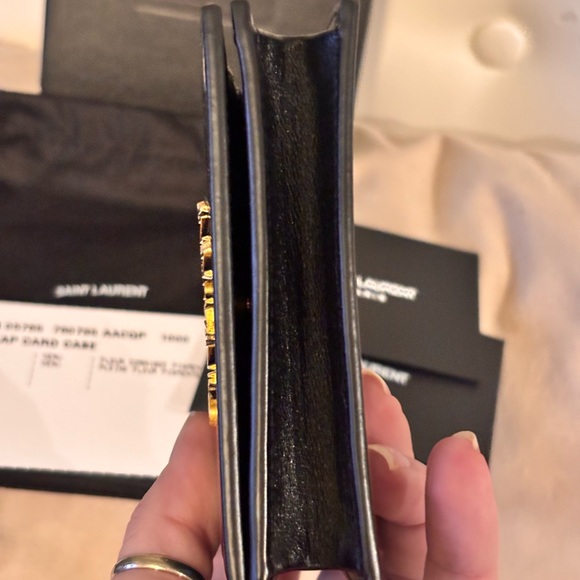 Saint Laurent Black Patent Leather Small Compact Card Holder Wallet W/ COA NWT - Picture 6 of 15